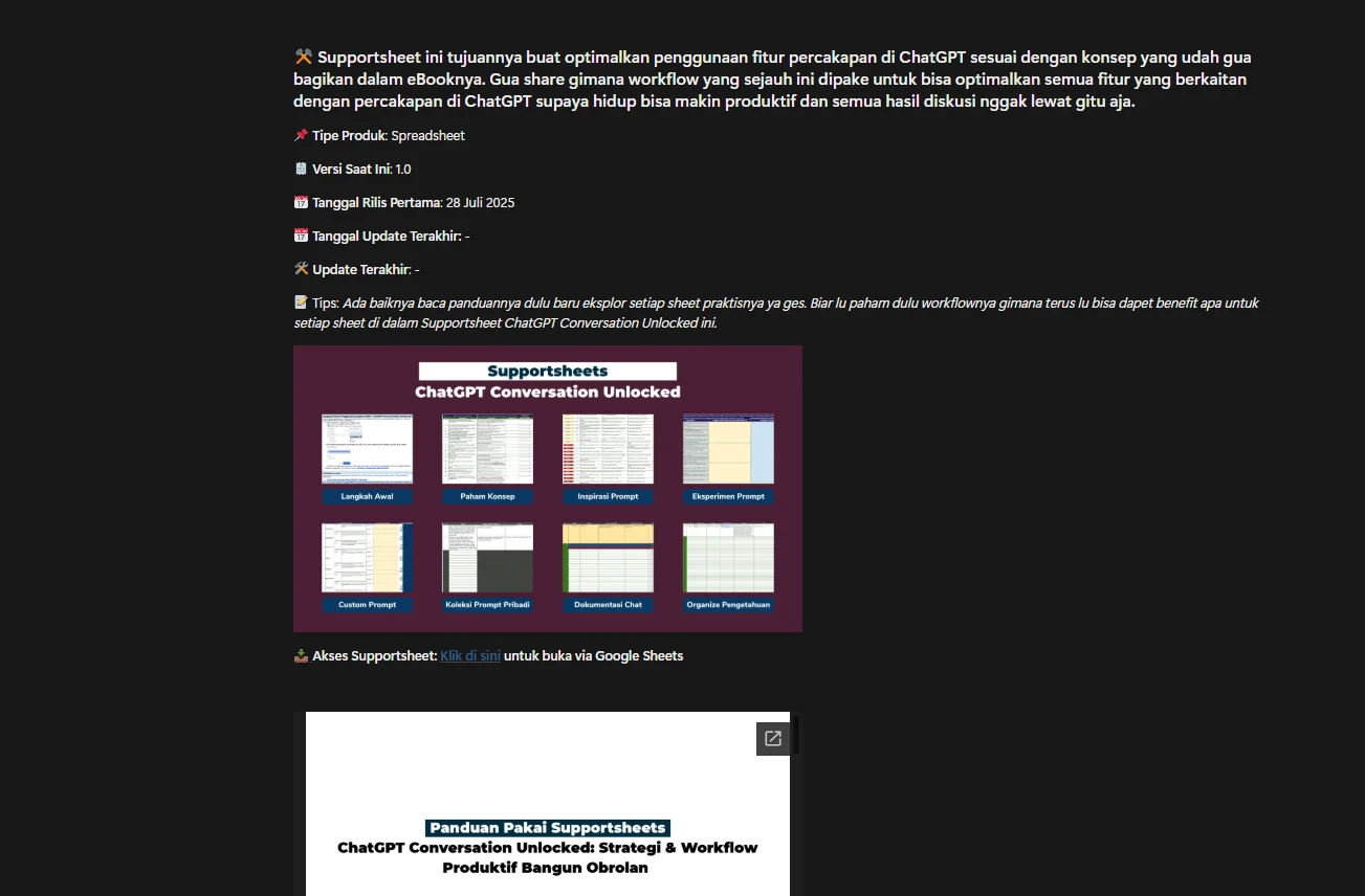 Preview supportsheet workflow ChatGPT Conversation Unlocked