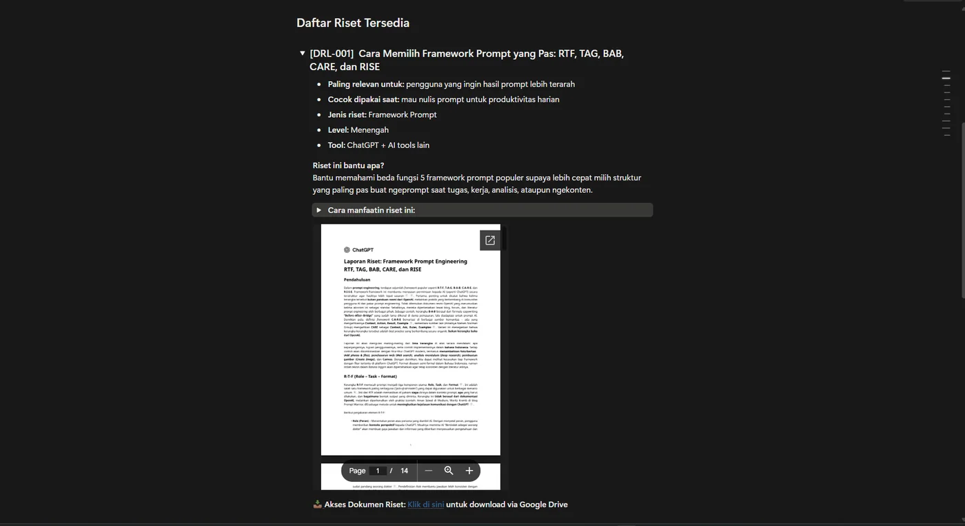 Preview dokumen riset Deep Research Library